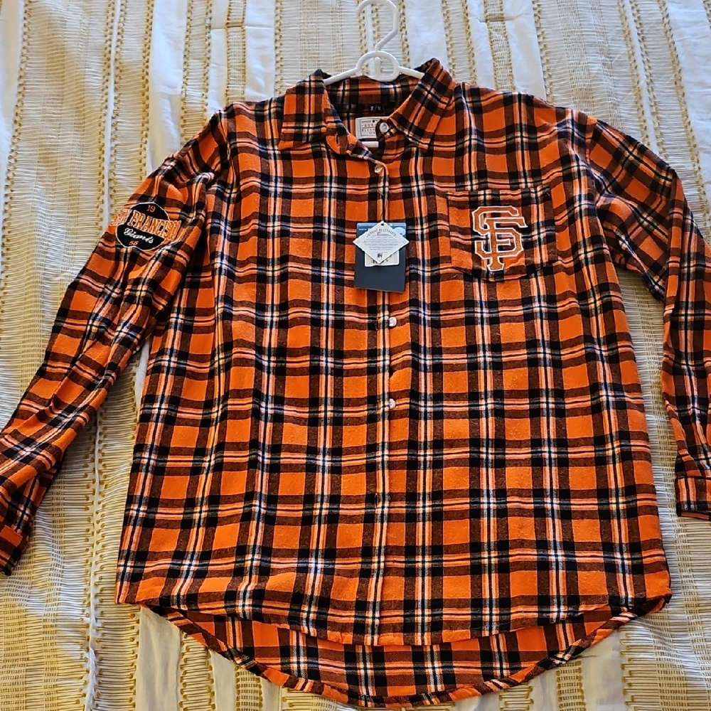 San Francisco Giants Orange Plaid Men's Shirt - New Never Worn
